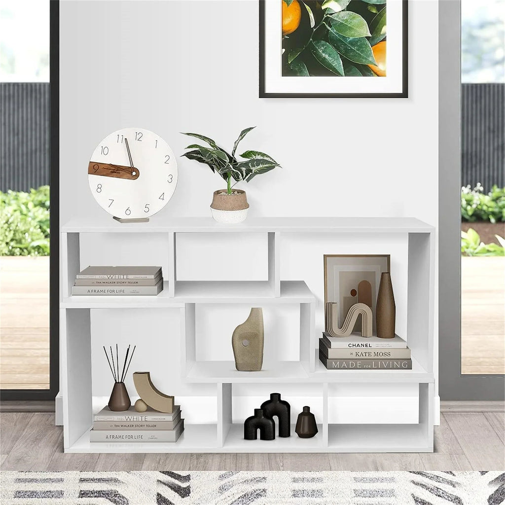 White L-Shaped TV Stand Bookcase J28087