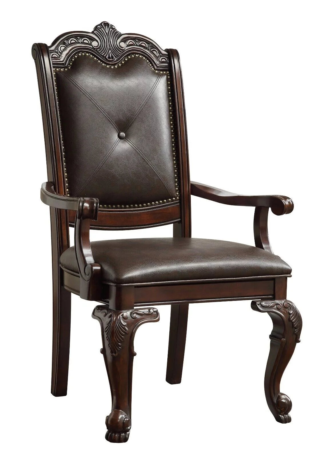 4pc Brown Fabric Upholstered Wood Dining Chairs C167642