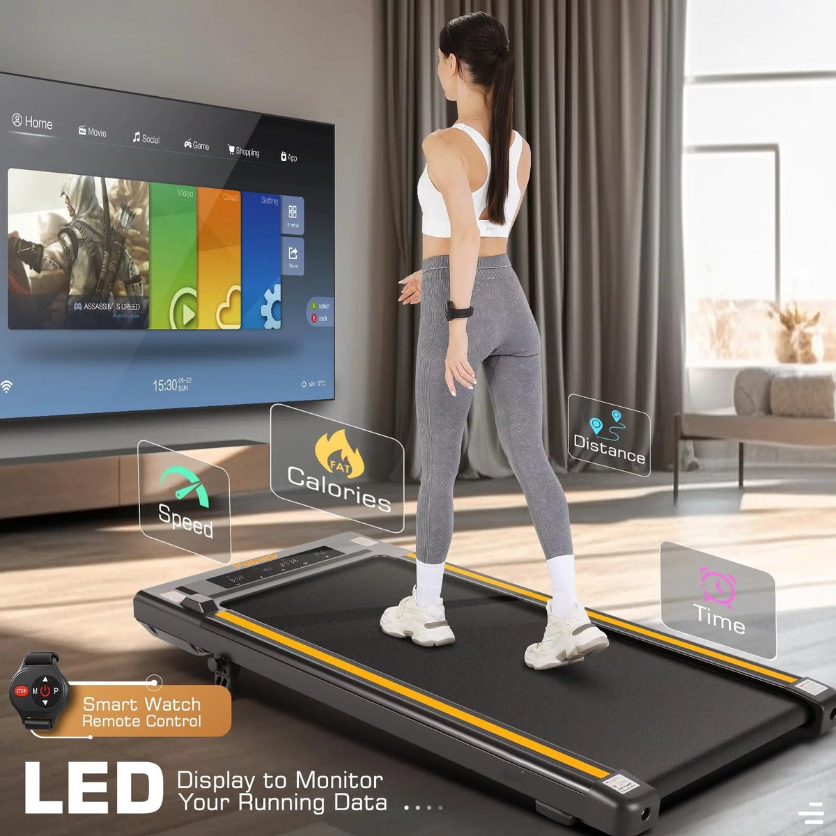 Under Desk Treadmill with Remote Control, Black S423341