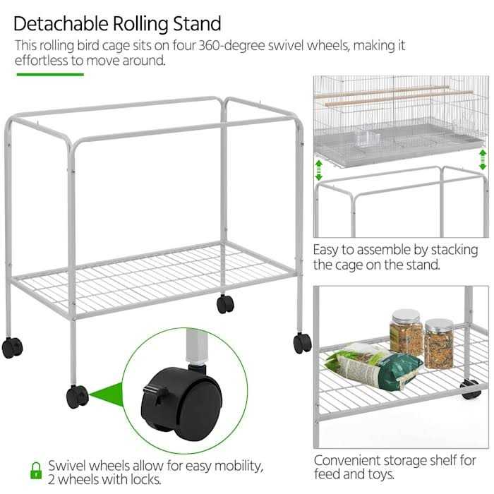 47 Bird Cage with Slide-Out Tray and Rolling Stand Y708