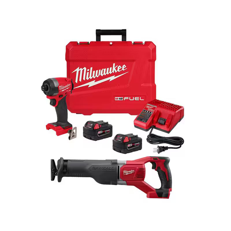 18-V Lithium-Ion Brushless Cordless 1/4 in. Hex Impact Driver Kit with Reciprocating Saw M40153