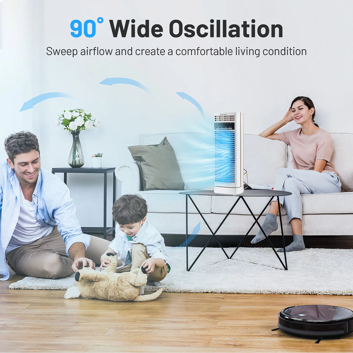 14'' Mini Oscillating Tower Fan White M312973