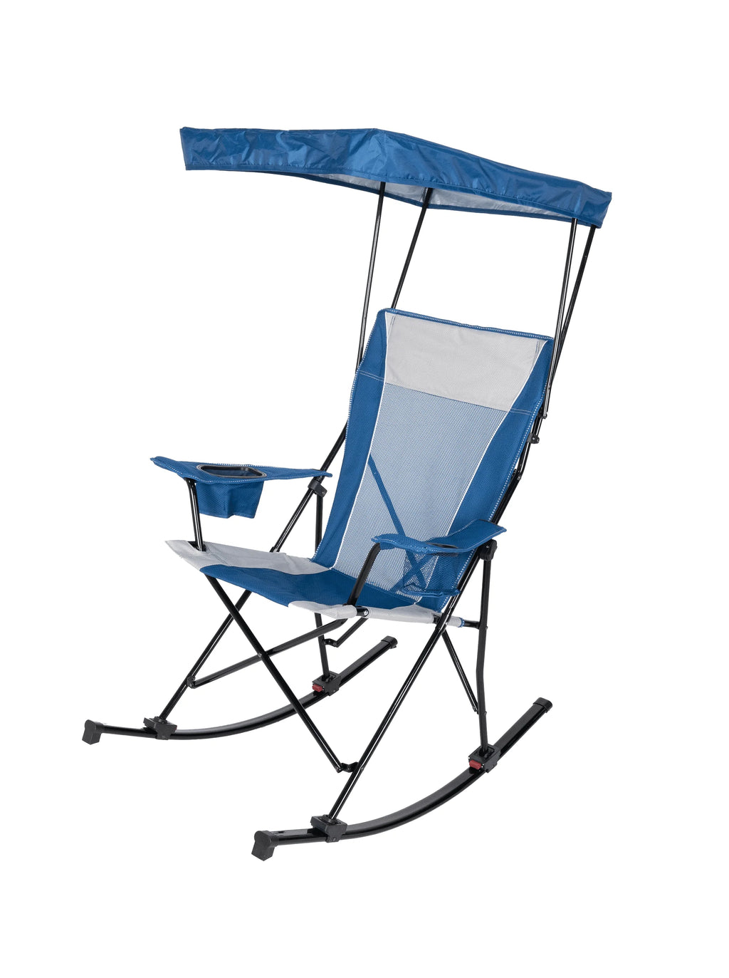 Blue and Grey Mesh Rocking Camp Chair with Canopy J51271