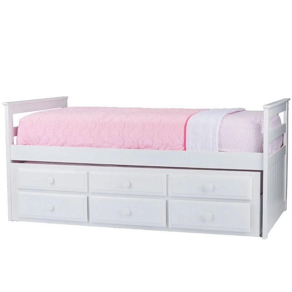 White Wood Twin-Size Trundle Bed C43106