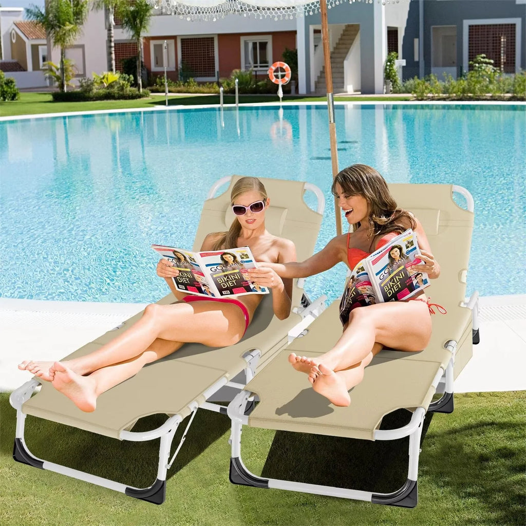 Portable Folding Lounge Chair with Pillow & Cushion G357010