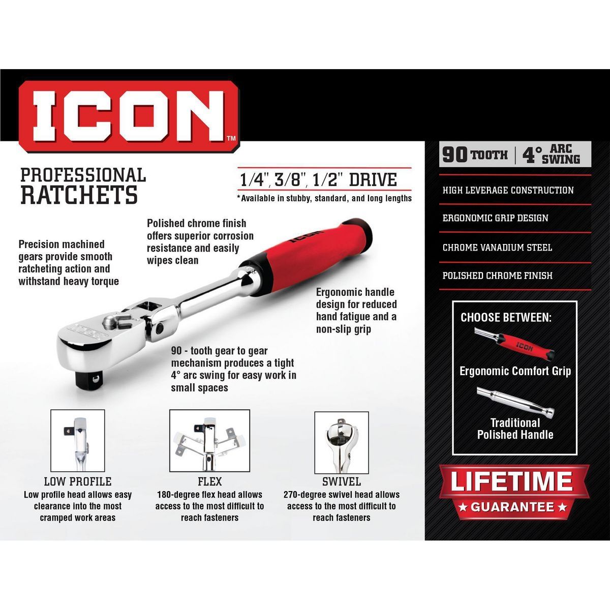 1/4 in. Drive Stubby Low-Profile Ratchet X80884
