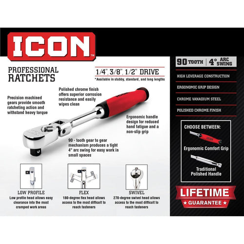 1/4 in. Drive Stubby Low-Profile Ratchet X80884