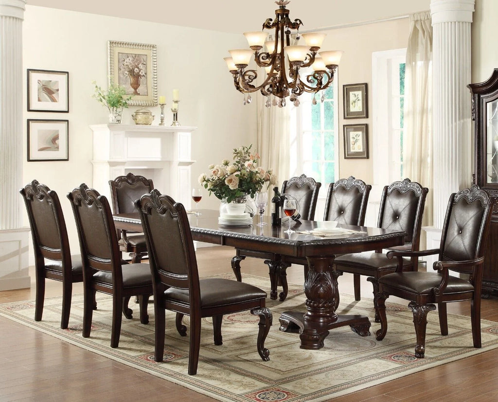 4pc Brown Fabric Upholstered Wood Dining Chairs C167642