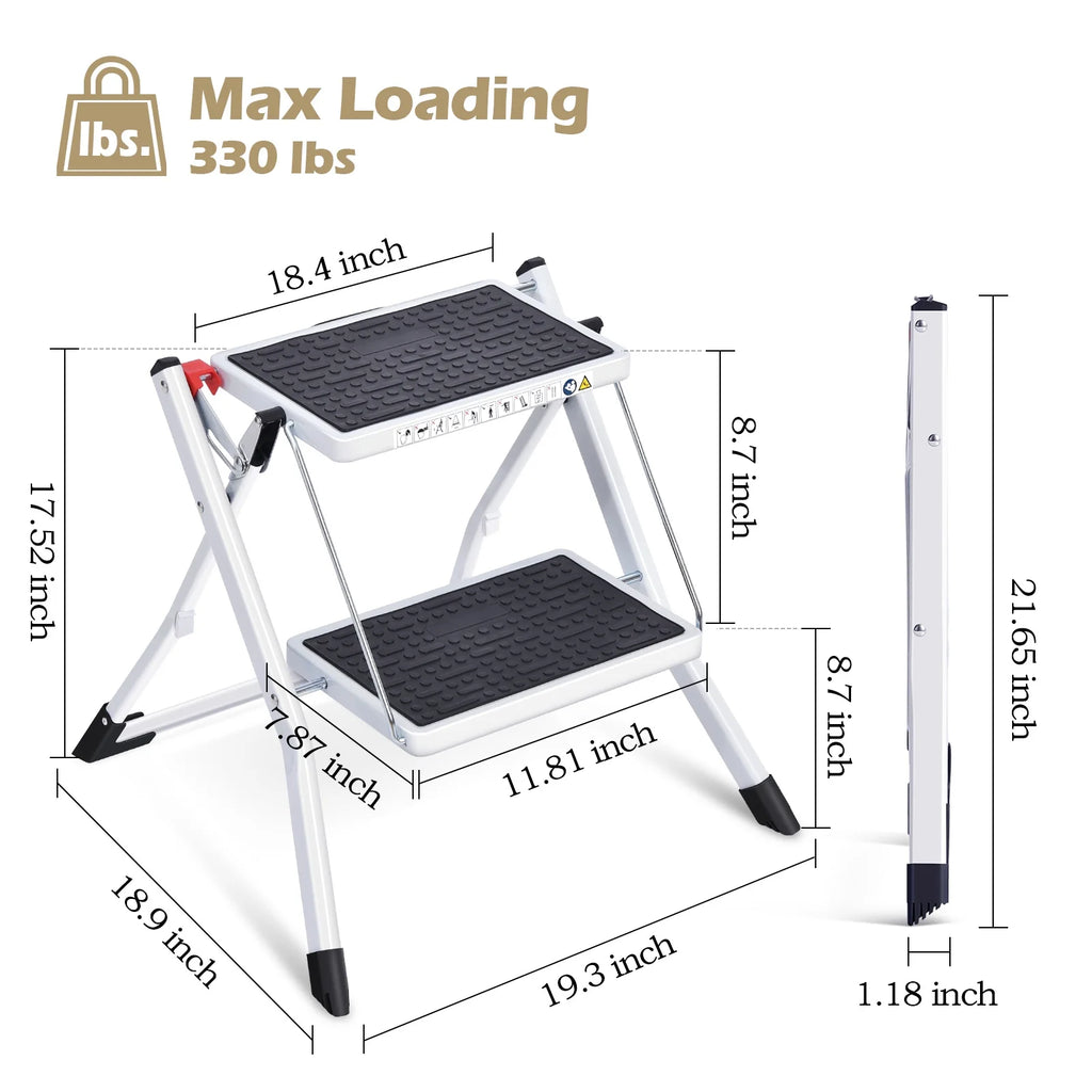 2 Step Folding Non-Slip Ladder 330Lbs Capacity H6011