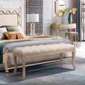 Beige Upholstered Wood Bed Bench I33332