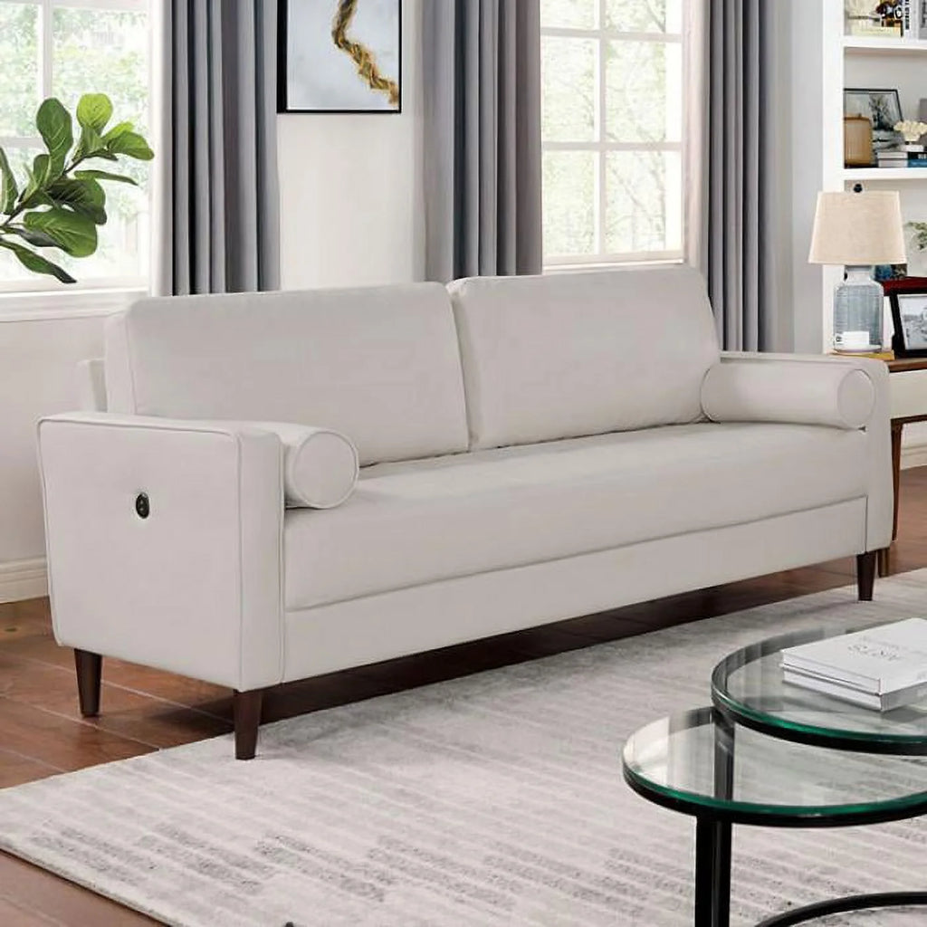 Off-White Leatherette Living Room Set 3pcs Q159170