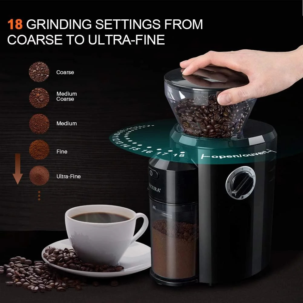 Automatic Conical Burr Coffee Grinder Black U19762