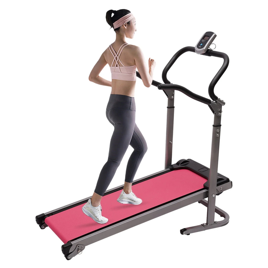 Folding Treadmill with Handrail Pink J9400