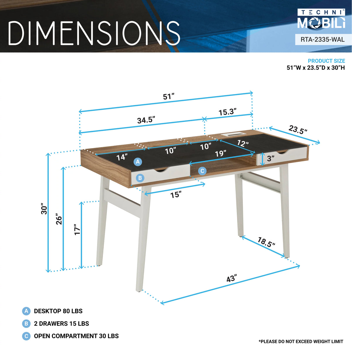 Compact Computer Desk with Storage, Walnut B439972