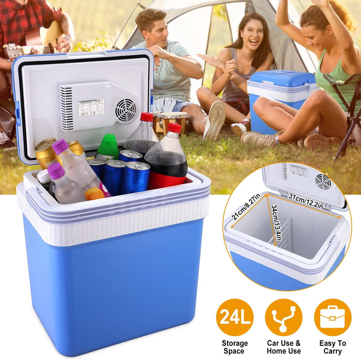 24L Portable Car Cooler 12V Refrigerator B4399