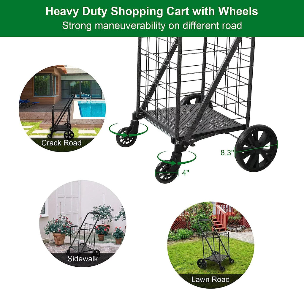 Folding Utility Cart with Swivel Wheels, 77lb Capacity Z5795