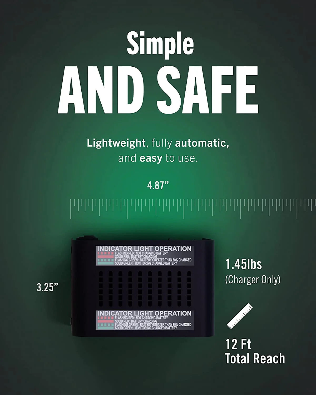 12V 1.25 AMP Smart Automatic Battery Charger and Maintainer N1349