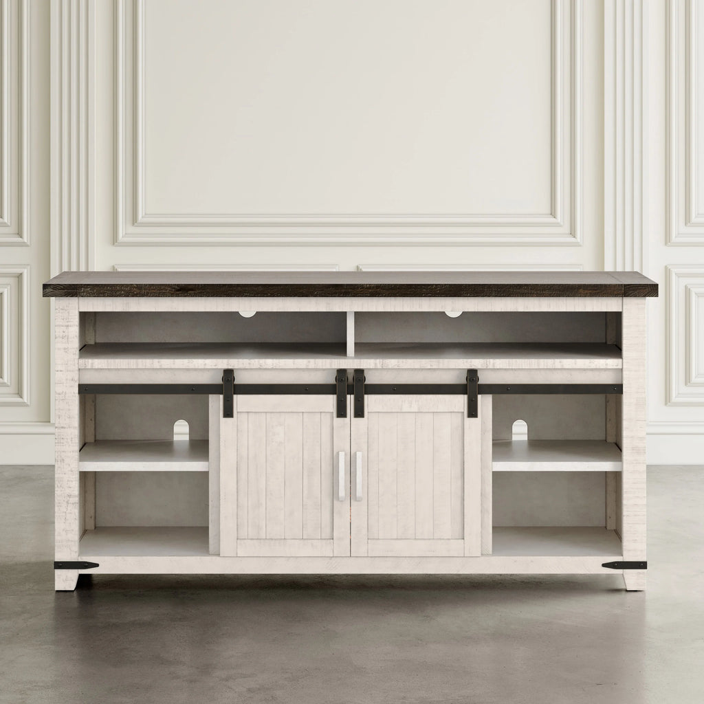 Solid Pine 64" TV Stand Console with Electric Fireplace E811