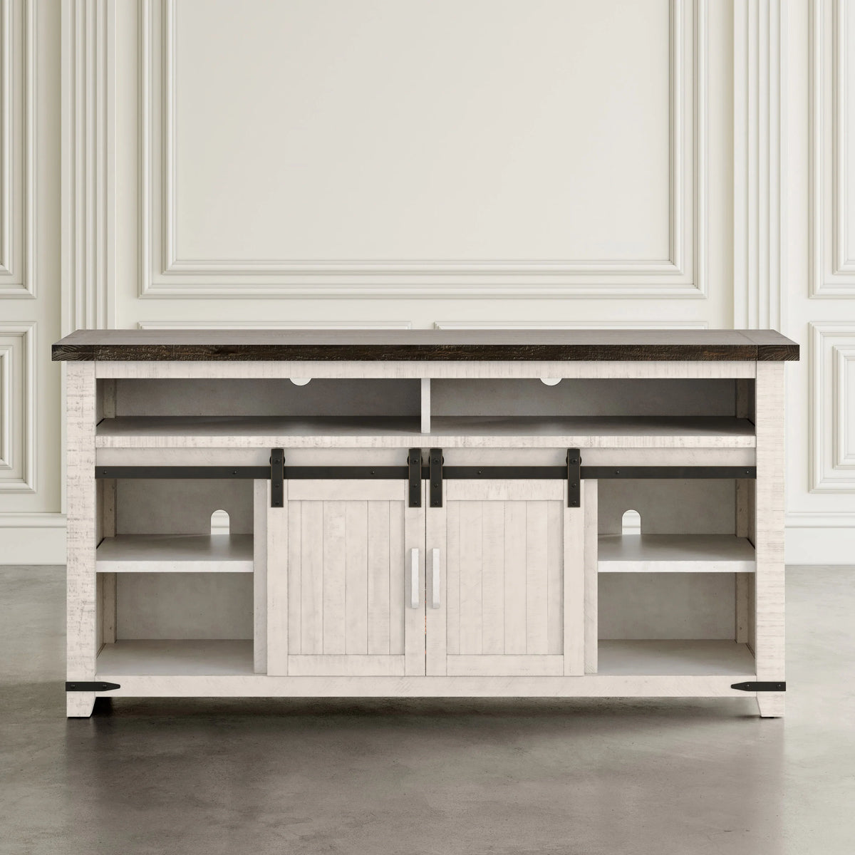 Solid Pine 64" TV Stand Console with Electric Fireplace E811