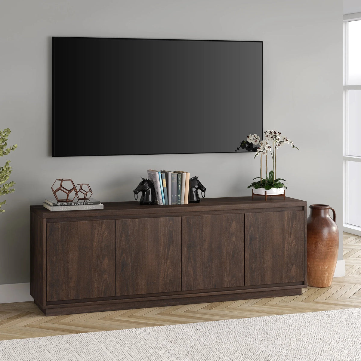 Alder Brown Rectangular TV Stand P53098
