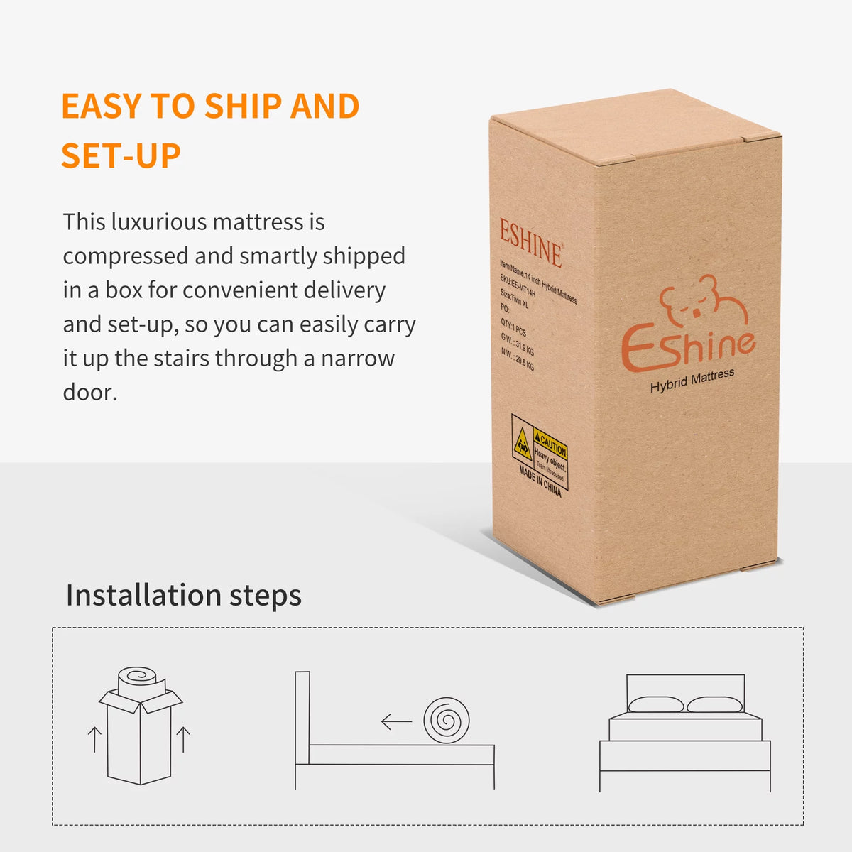 14 inch Memory Foam Hybrid Mattress Queen W5744