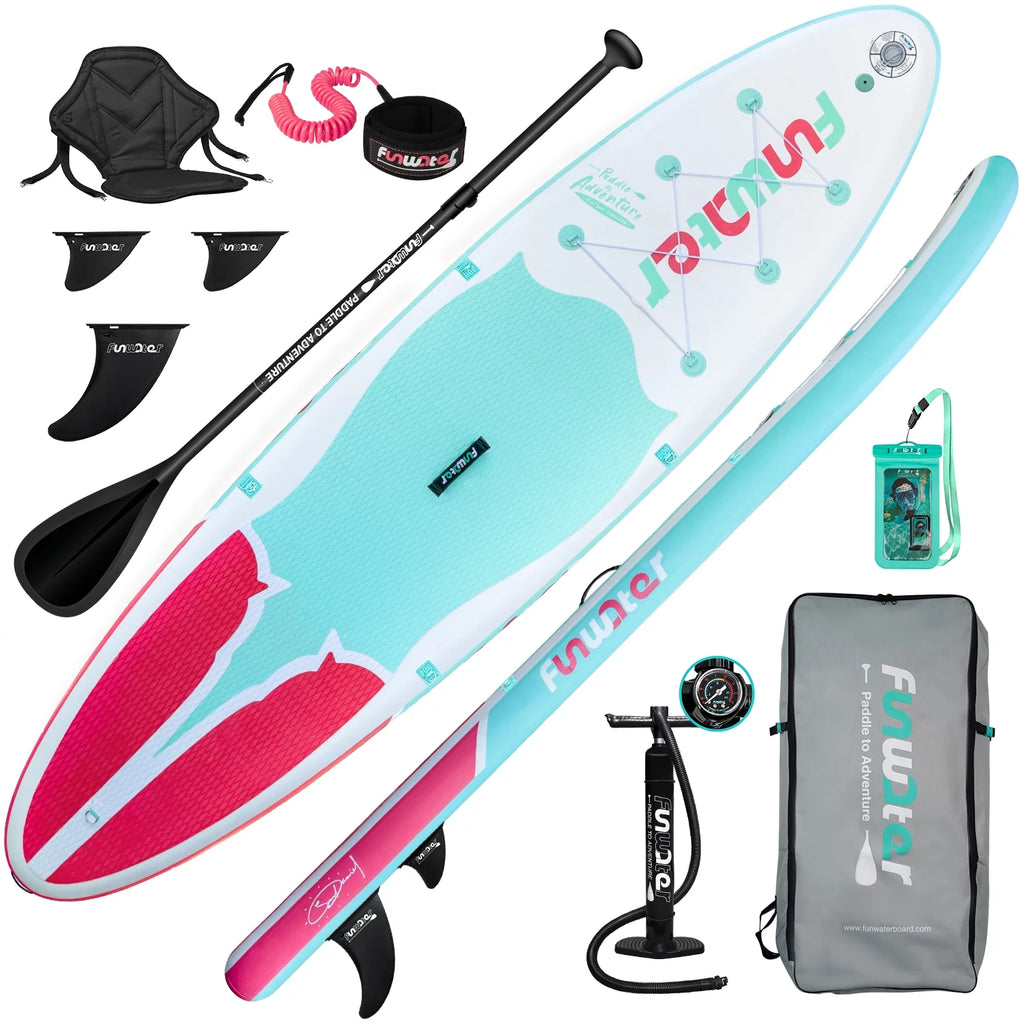 Light Blue Pink Inflatable Stand Up Paddle Board 11'x33''x6'' C28966