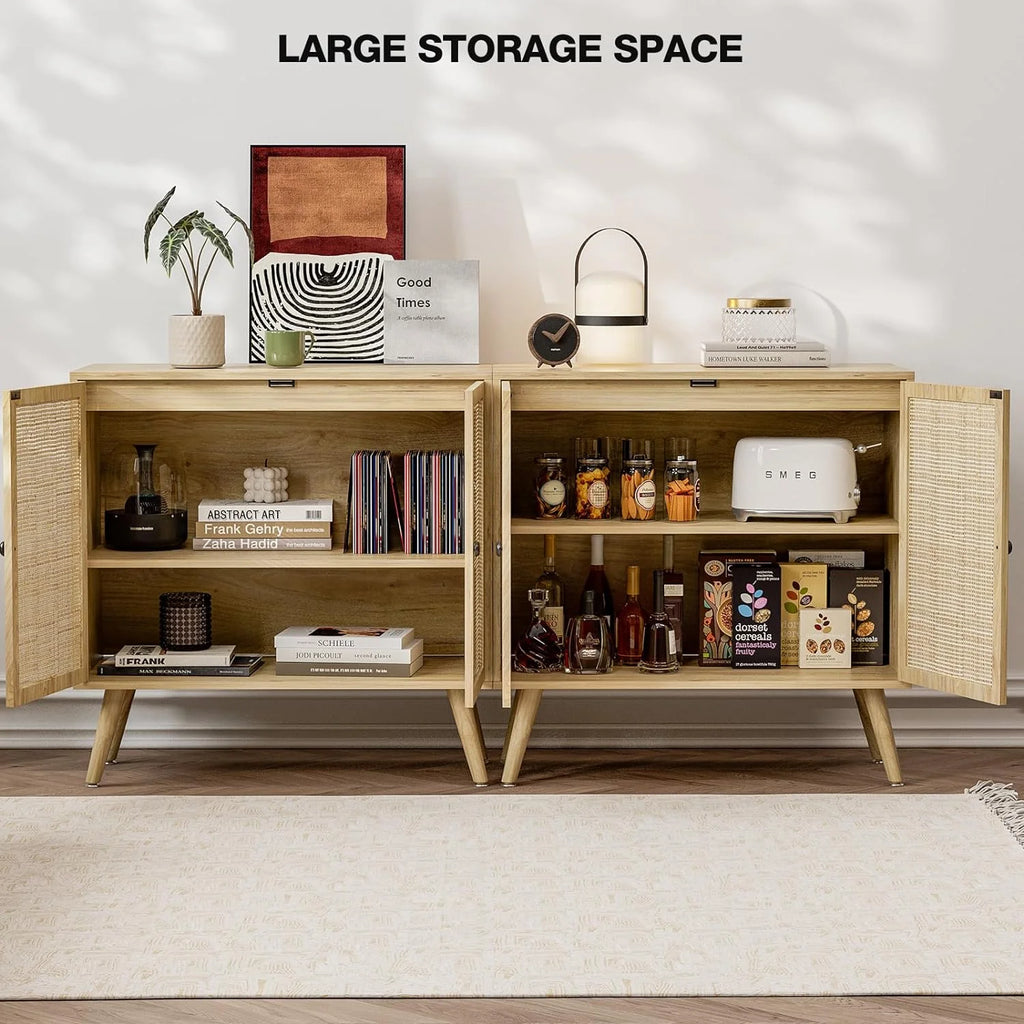Set of 2 Rattan Sideboard Cabinet with Storage H8433