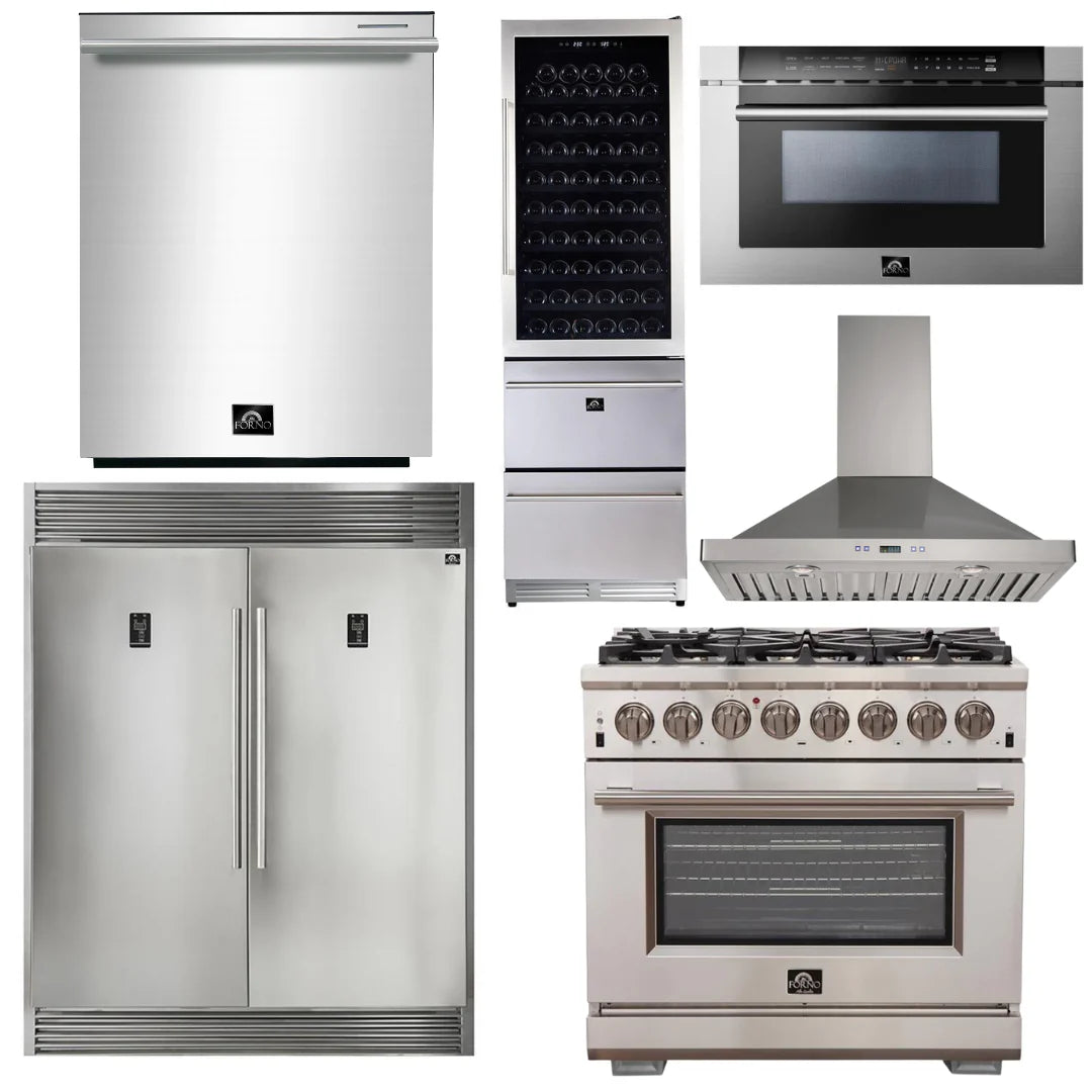 36 Dual Fuel Range, Range Hood, Refrigerator, Microwave, Dishwasher, Wine Cooler O418