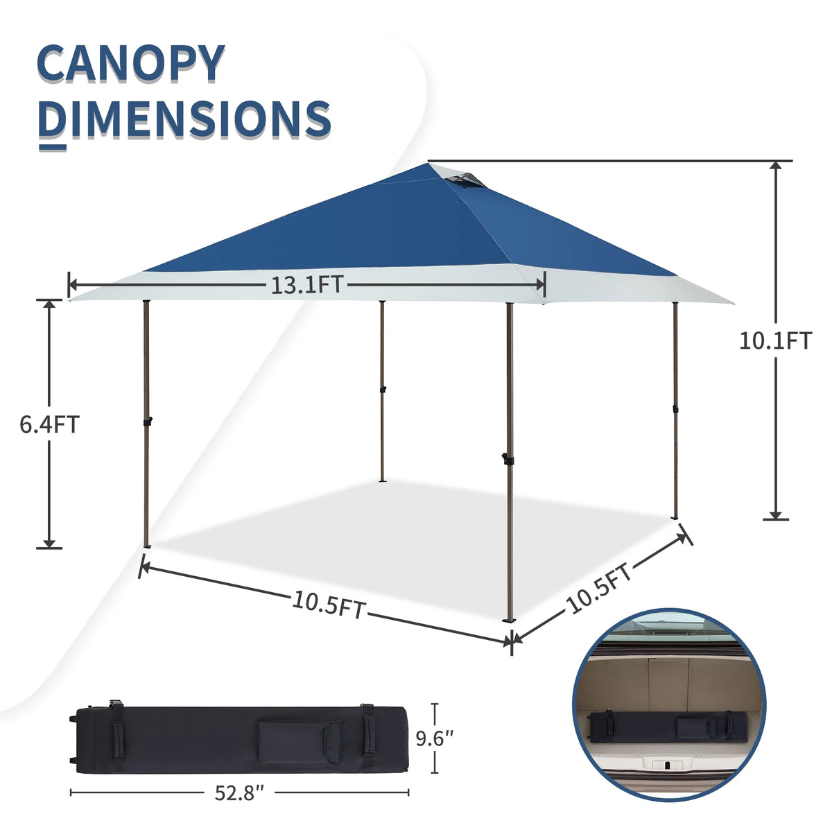 13'x13' Pop-up Canopy with Auto Extending Eaves J2406