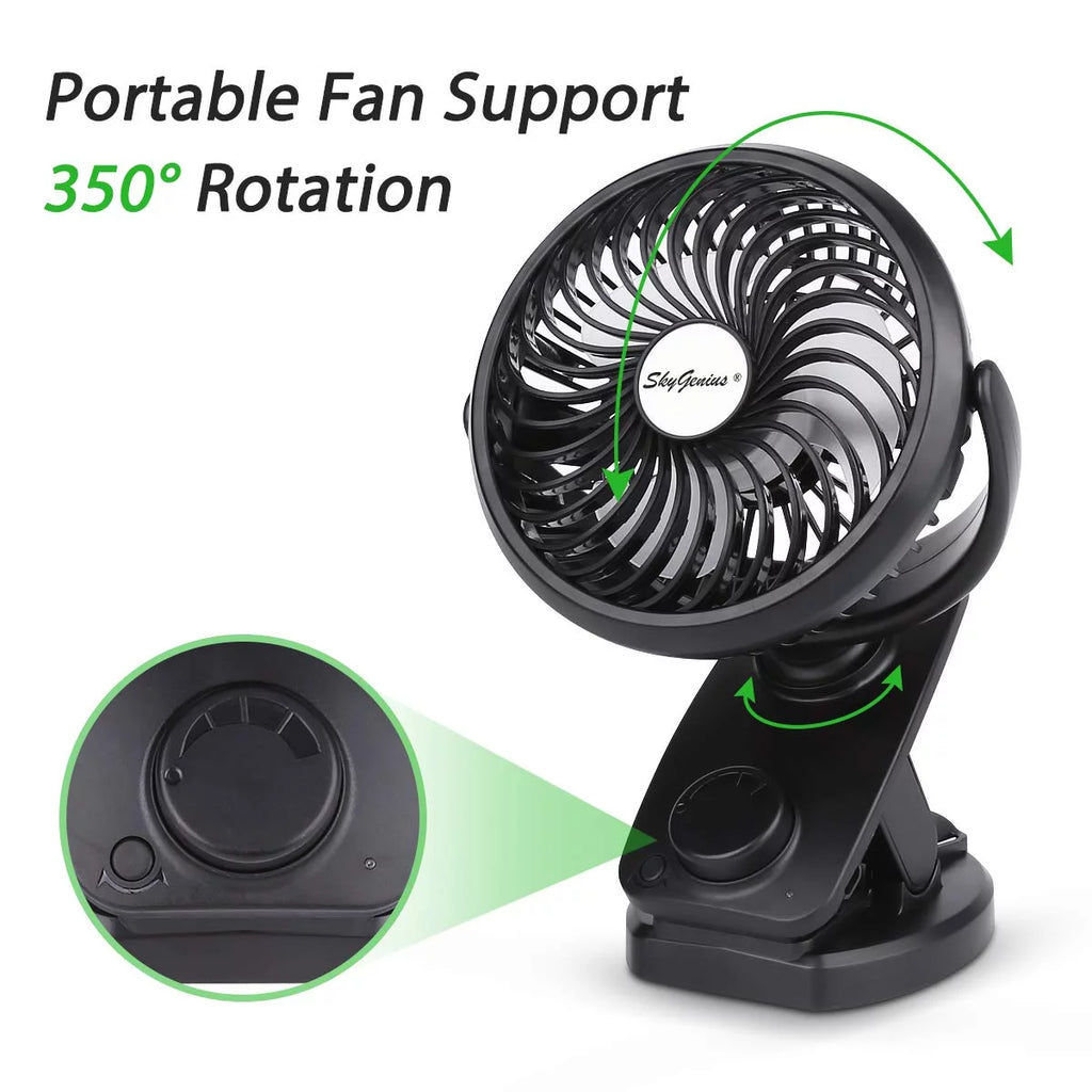 Portable Mini Fan Clip on Desk Fan USB Rechargeable H468354