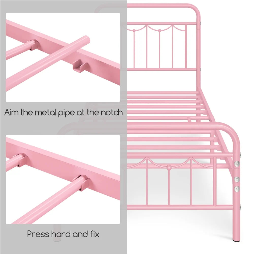 Queen Size Matte Black Metal Platform Bed Frame with Headboard and Footboard F201