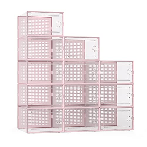 Clear Plastic Stackable Shoe Storage Boxes 12 Pack O7526