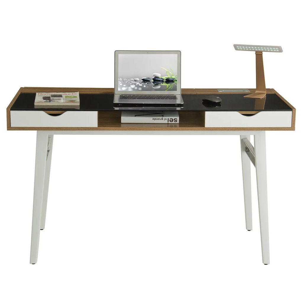 Compact Computer Desk with Storage, Walnut B439972