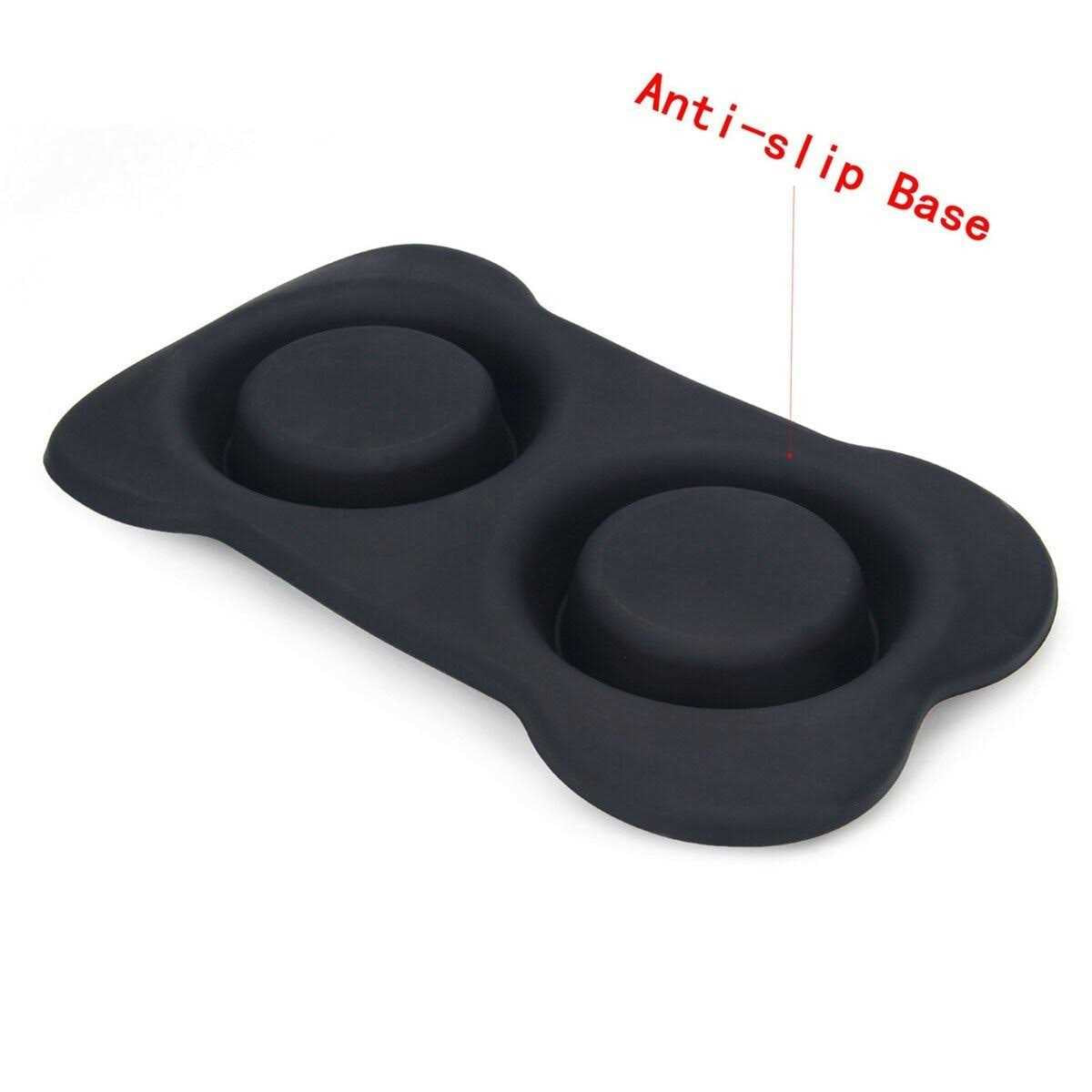 2 Stainless Steel Dog Bowl with Non-Skid Silicone Mat and Food Scoop J70872
