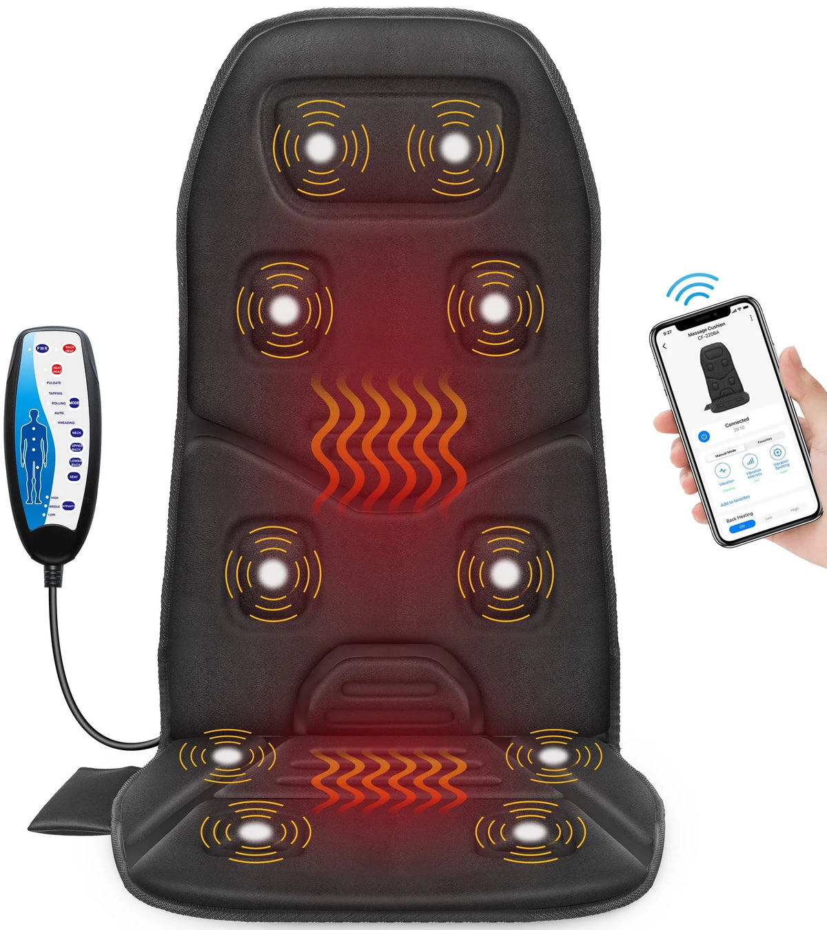 Black Heated Massage Seat Cushion C66543