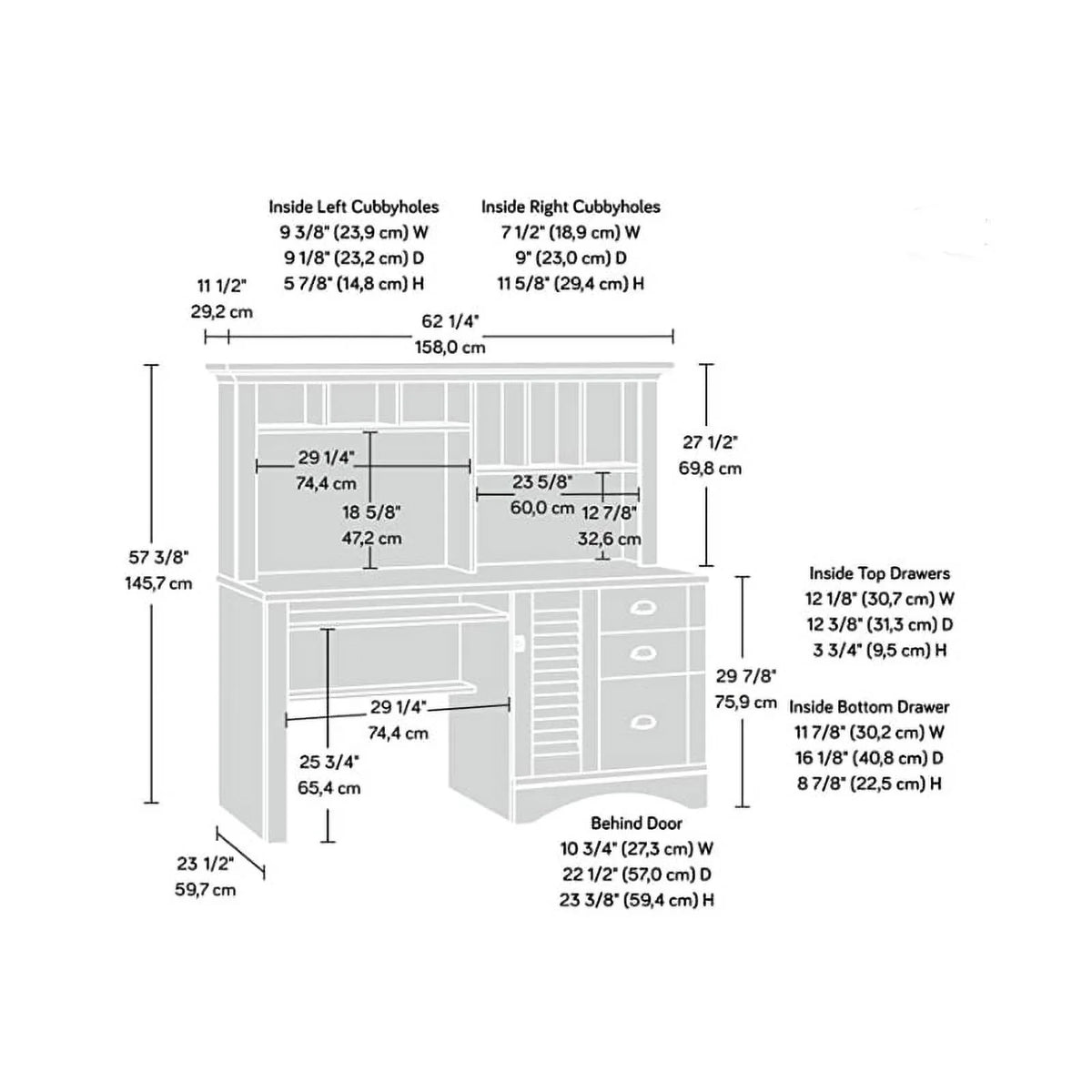 Modern Wood Computer Desk with Hutch V59647
