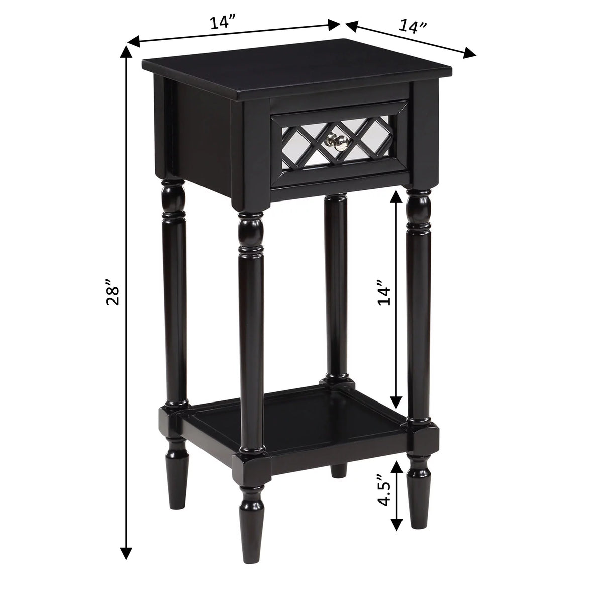 Black 1 Drawer Accent Table with Shelf R351