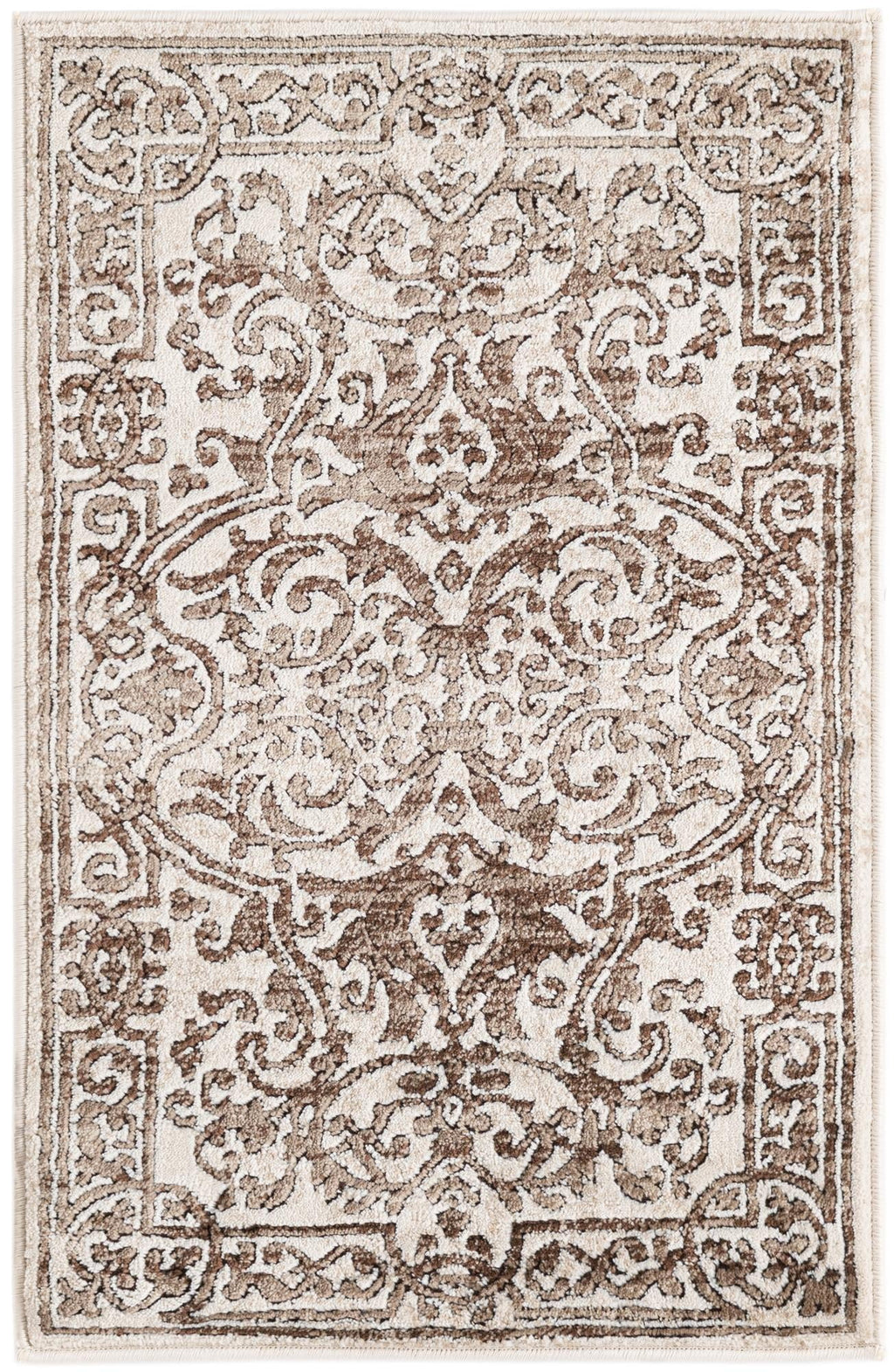 Chocolate Brown Traditional Border Rug B7004