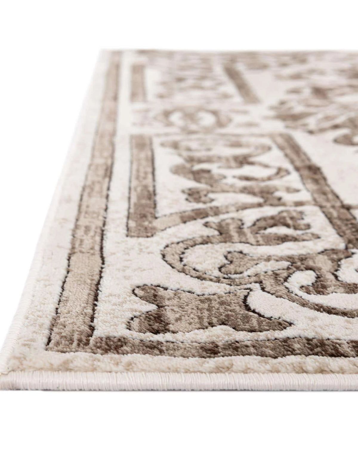 Chocolate Brown Traditional Border Rug B7004