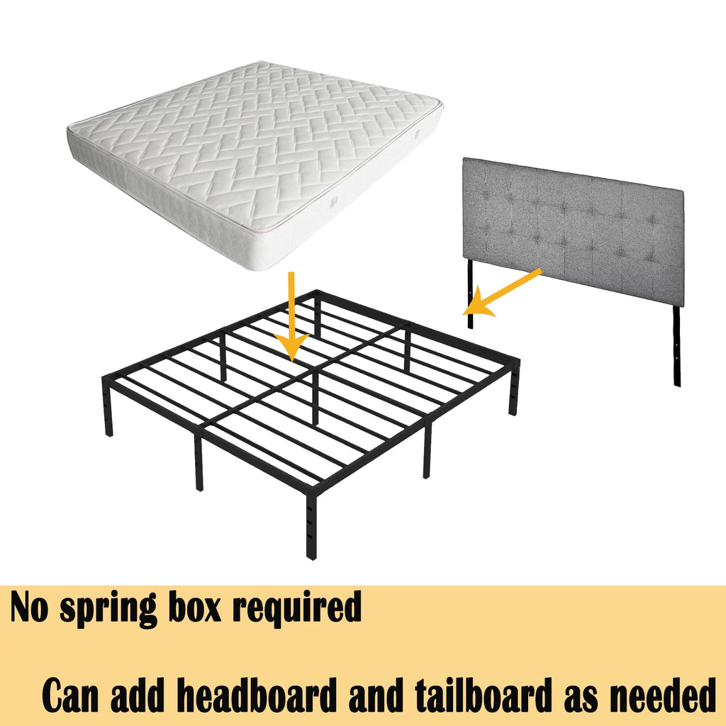Queen Size Black Metal Platform Bed Frame with Storage S41273