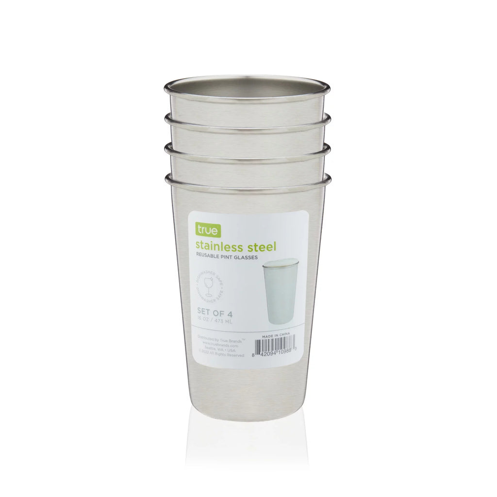 Stainless Steel Pint Glasses 16 Oz Set of 4 P214