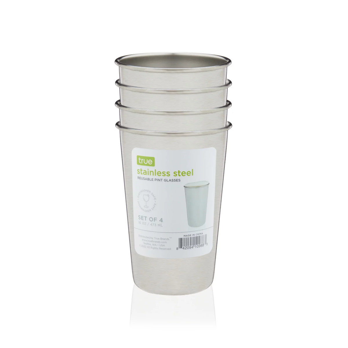 Stainless Steel Pint Glasses 16 Oz Set of 4 P214