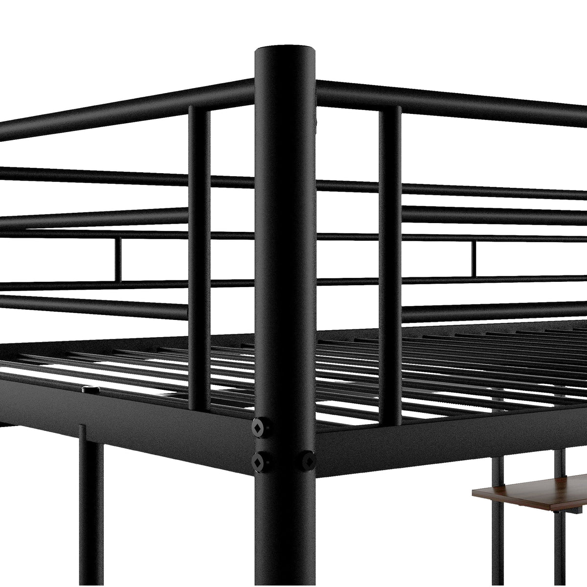 Metal Twin Size Loft Bed with Desk and Shelf T506