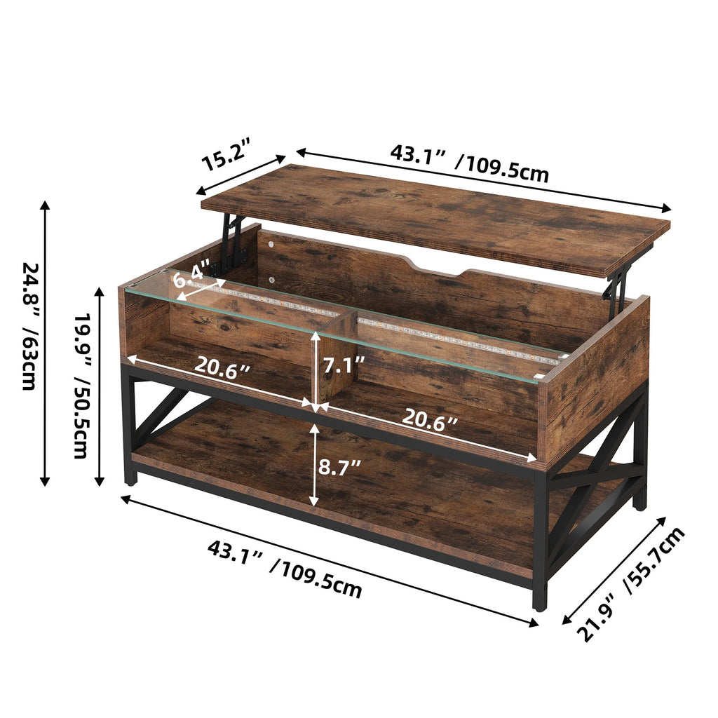 Lift Top Coffee Table with LED Lights M6699