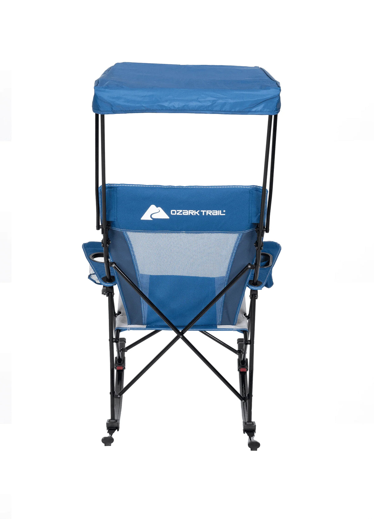 Blue and Grey Mesh Rocking Camp Chair with Canopy J51271