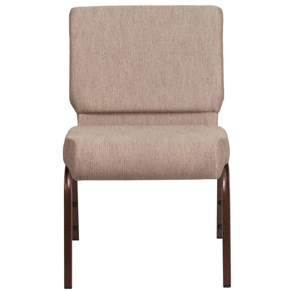 21'' Wide Beige Fabric Stackable Church Chair with Book Pouch B7452