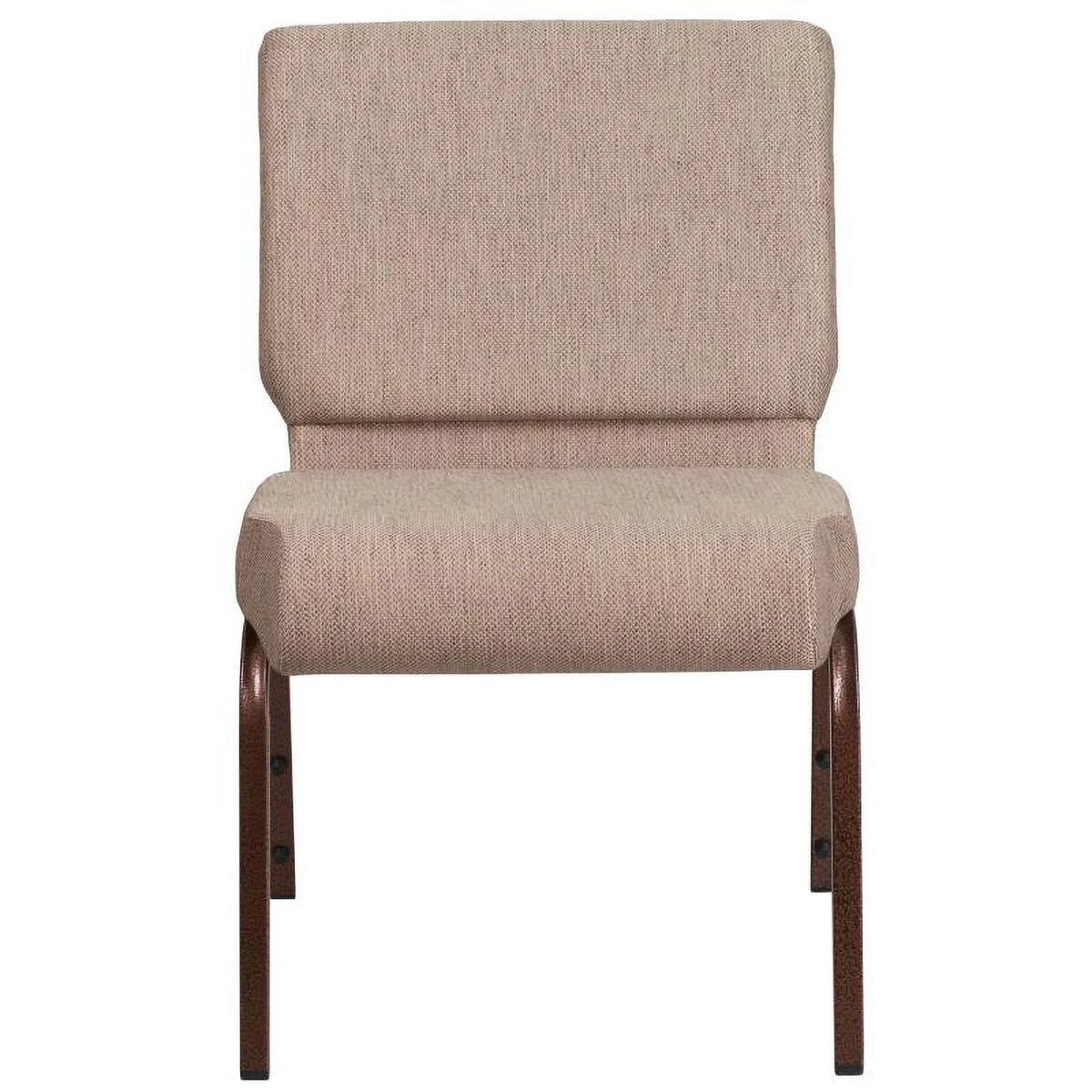 21'' Wide Beige Fabric Stackable Church Chair with Book Pouch B7452